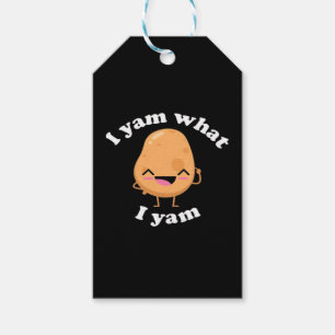I Yam What I Yam, Cute Vegetarian Thanksgiving Pot Gift Tags