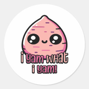 I Yam What I Yam! Cute Yam Pun Classic Classic Round Sticker