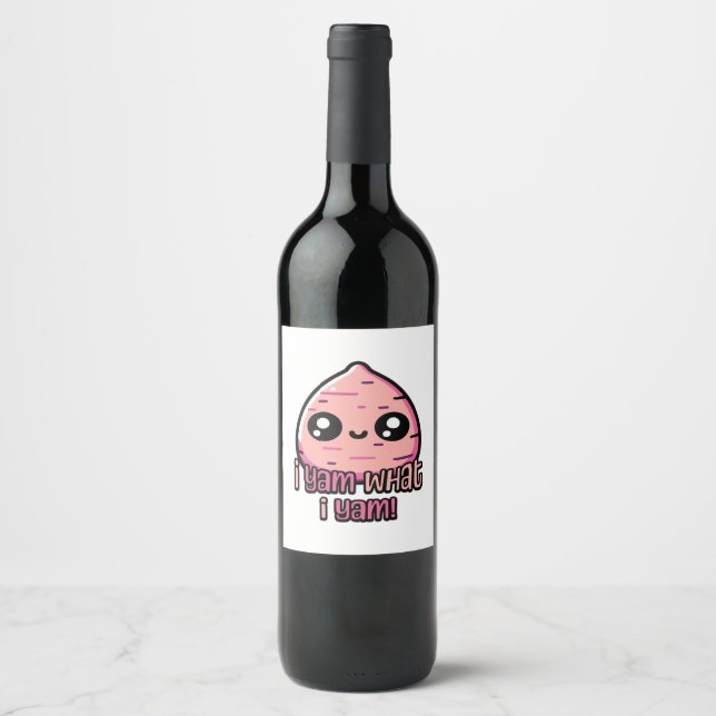 I Yam What I Yam! Cute Yam Pun Classic Wine Label (Front)