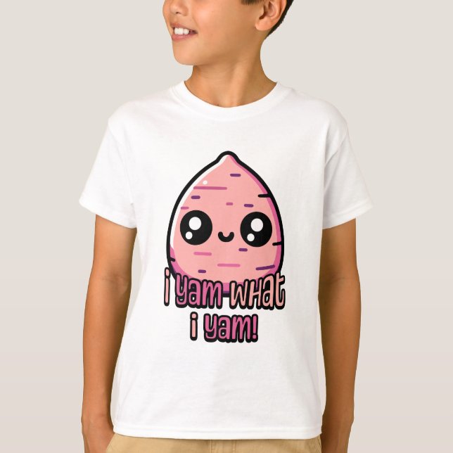 I Yam What I Yam! Cute Yam Pun T-Shirt (Front)