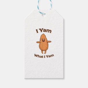 I Yam What I Yam Dancing Sweet Potato Thanksgiving Gift Tags