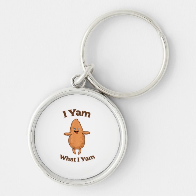 I Yam What I Yam Dancing Sweet Potato Thanksgiving Key Ring (Front)
