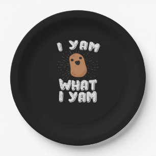 I Yam What I Yam Funny Potato Pun Thanksgiving Paper Plate