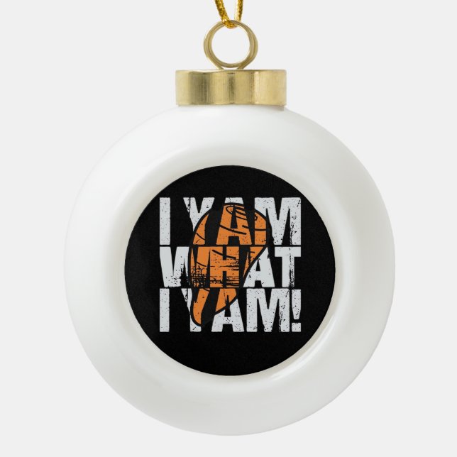 I Yam What I Yam Funny Quote Ceramic Ball Christmas Ornament (Front)