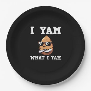 I Yam What I Yam Humorous V-Neck Paper Plate
