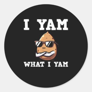 I Yam What I Yam Humourous V-Neck Classic Round Sticker