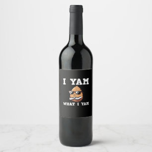 I Yam What I Yam Humourous V-Neck Wine Label