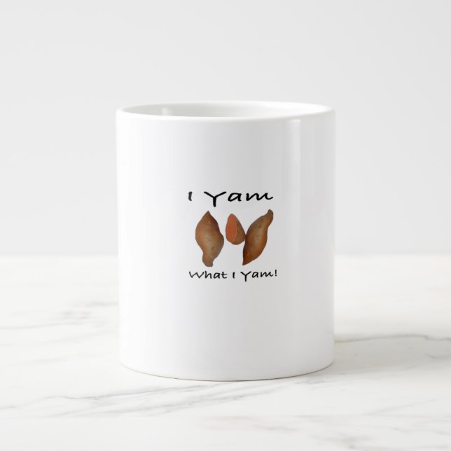 I Yam What I Yam, I Yam What I Yam, Comical, Cute, Large Coffee Mug (Front)