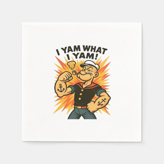 I Yam What I Yam Popeye Cartoon Quote Classic Napkin (Front)