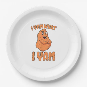 I Yam What I Yam Sweet Potato Funny Thanksgiving Paper Plate