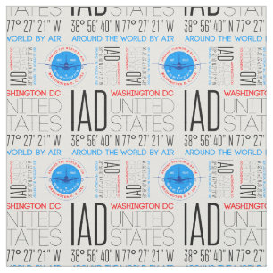 IAD, Washington DC Travel The World By Air Pattern Fabric