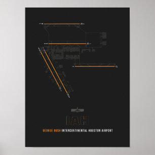 IAH - Houston Airport Runway Diagram Art Poster