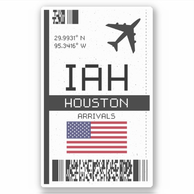IAH Houston Boarding Pass - Texas Travel (Front)