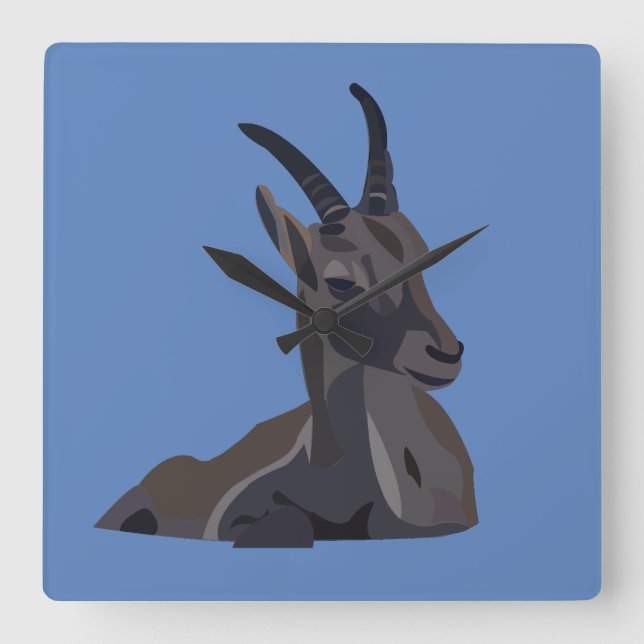 Ibex Animal Goat  Square Wall Clock (Front)