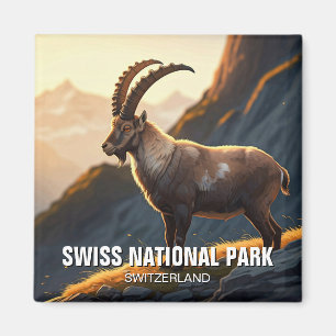 Ibex in Swiss National Park Switzerland Magnet