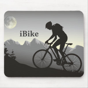 iBike Silhouette Mountain Bike Moon n Mountains Mouse Pad