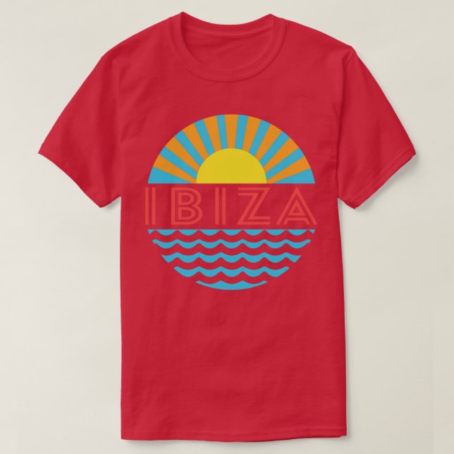 Ibiza Beach Sun And Waves T-Shirt (Design Front)