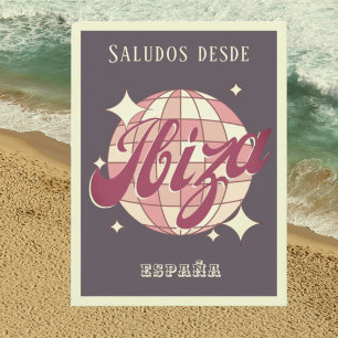 Ibiza España retro vintage party purple Postcard