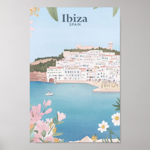 Ibiza Spain Gouache Paint Illustration Travel Poster