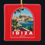 Ibiza Spain Illustration Travel Art Vintage Ceramic Ornament<br><div class="desc">Ibiza retro vector travel design. Ibiza is one of the Balearic islands,  an archipelago of Spain in the Mediterranean Sea.</div>