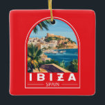 Ibiza Spain Illustration Travel Art Vintage Ceramic Ornament<br><div class="desc">Ibiza retro vector travel design. Ibiza is one of the Balearic islands,  an archipelago of Spain in the Mediterranean Sea.</div>