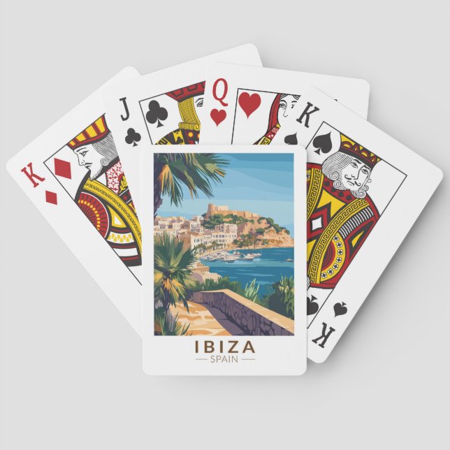 Ibiza Spain Illustration Travel Art Vintage Playing Cards (Back)