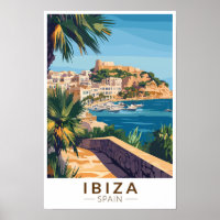 Ibiza Spain Illustration Travel Art Vintage