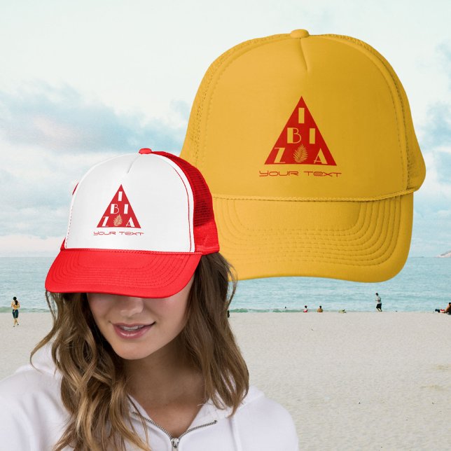 Ibiza Spain logo modern flag colours Sticker Trucker Hat (Creator Uploaded)