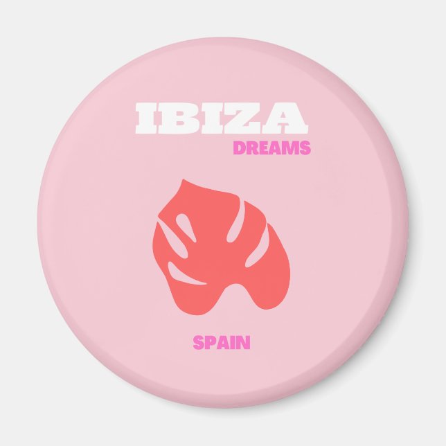 Ibiza, Spain, Preppy, Preppy Room, Pink Magnet (Front)