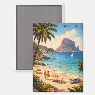 Ibiza Spain Retro Beach Artwork – Vintage Travel Magnet