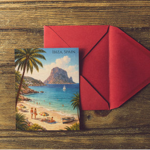Ibiza Spain Retro Beach Artwork – Vintage Travel Postcard