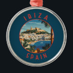 Ibiza Spain Retro Distressed Circle Metal Tree Decoration<br><div class="desc">Ibiza retro vector travel design. Ibiza is one of the Balearic islands,  an archipelago of Spain in the Mediterranean Sea.</div>