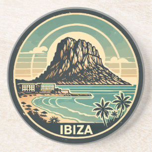 Ibiza Spain Rock of Es Vedra Travel Art Badge Coaster