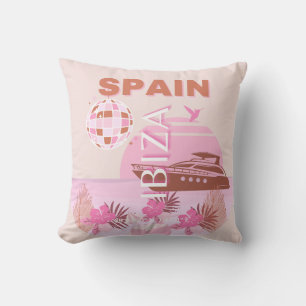 Ibiza, Spain, Travel Art, Preppy Art, Pastel Cushion