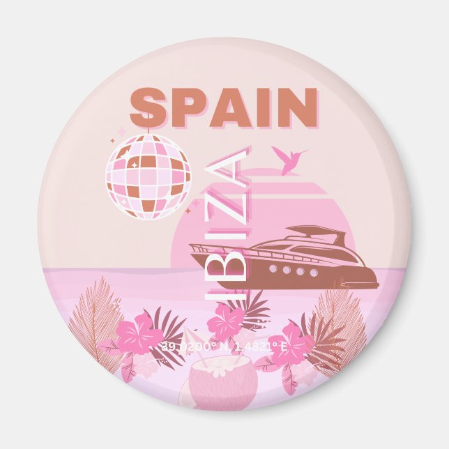 Ibiza, Spain, Travel Art, Preppy Art, Pastel Magnet (Front)