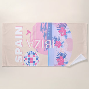 Ibiza, Spain, Travel Art, Preppy Art, Pink, Pastel Beach Towel