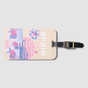 Ibiza, Spain, Travel Art, Preppy Art, Pink, Pastel Luggage Tag