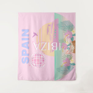 Ibiza, Spain, Travel Art, Preppy Art, Pink Tapestry