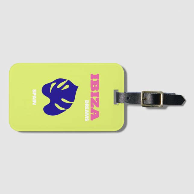Ibiza, Spain, Travel Art, Preppy, Green Luggage Tag (Front Horizontal)