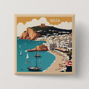 Ibiza, Spain Travel Poster 15 Cm Square Badge