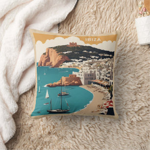 Ibiza, Spain Travel Poster Cushion