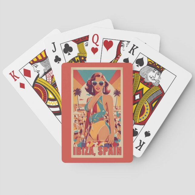 Ibiza, Spain Travel Poster Playing Cards (Back)