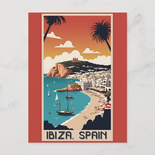 Ibiza, Spain Travel Poster Postcard (Front)