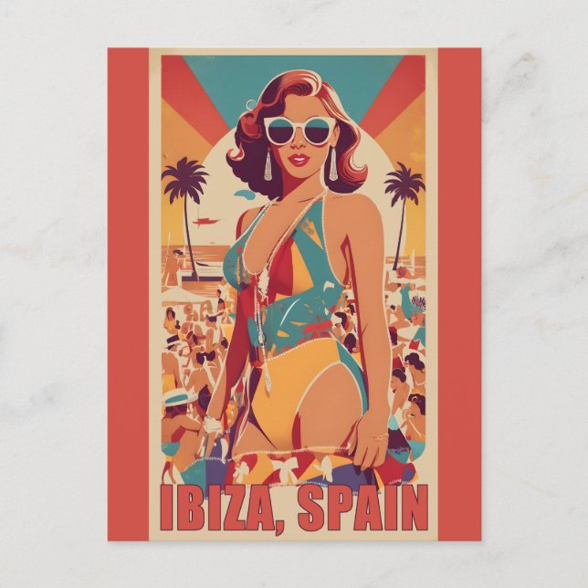 Ibiza, Spain Travel Poster Postcard (Front)