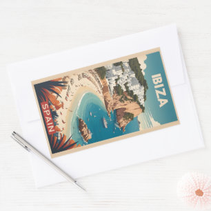 Ibiza, Spain Travel Poster Rectangular Sticker