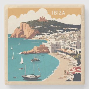 Ibiza, Spain Travel Poster Stone Coaster