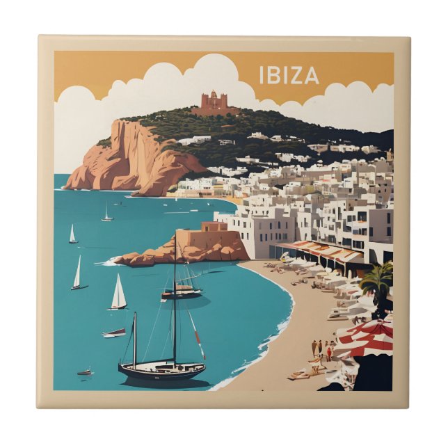 Ibiza, Spain Travel Poster Tile (Front)