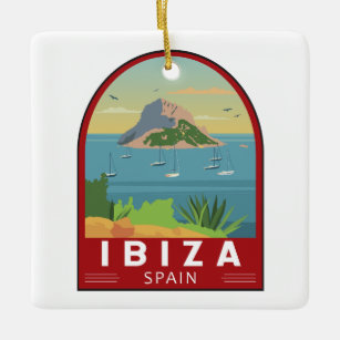 Ibiza Spain Travel Vintage Art Ceramic Ornament