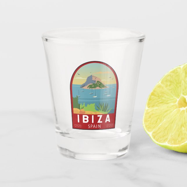 Ibiza Spain Travel Vintage Art Shot Glass (Front)
