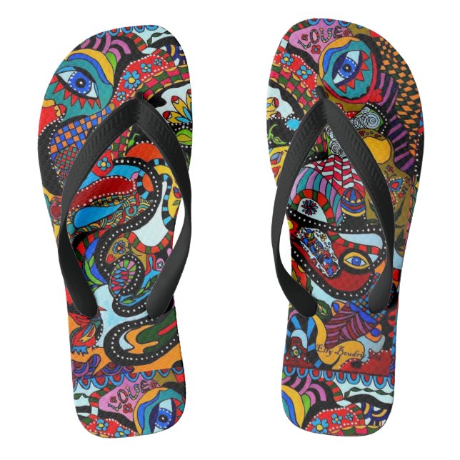 Ibiza Style Adult Flower-Art Jandals (Footbed)
